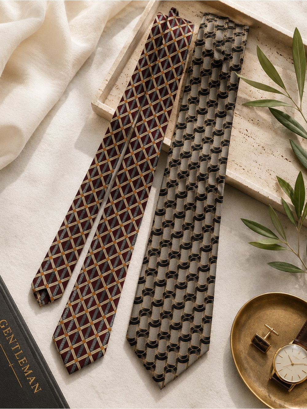 Consenso& Unbranded 100% Silk Hand Sewn Men’s Ties Set of 2